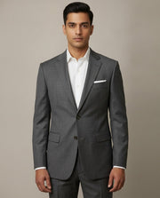 Dark Grey Sharkskin Merino Wool Suit