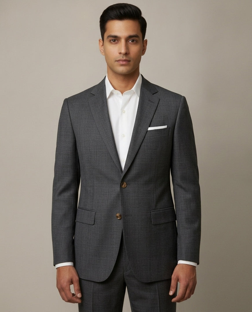 Grey Checks Merino Wool Suit