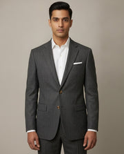 Dark Grey Herringbone Merino Wool Suit