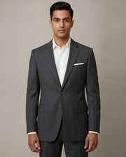 Dark Grey Prince of Wales Check Merino Wool Suit