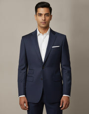 Dark Blue Solid/Plain Merino Wool Suit