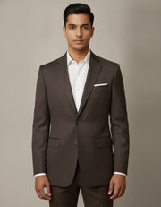Coffee Brown Solid/Plain Merino Wool Suit