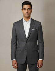 Dark Grey Checks Merino Wool Suit