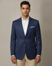 Blue Prince of Wales Check Merino Wool Suit