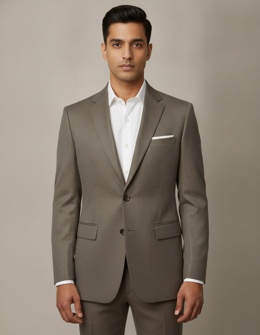Brown Checks Merino Wool Suit