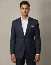 Dark Blue Stripe Merino Wool Suit