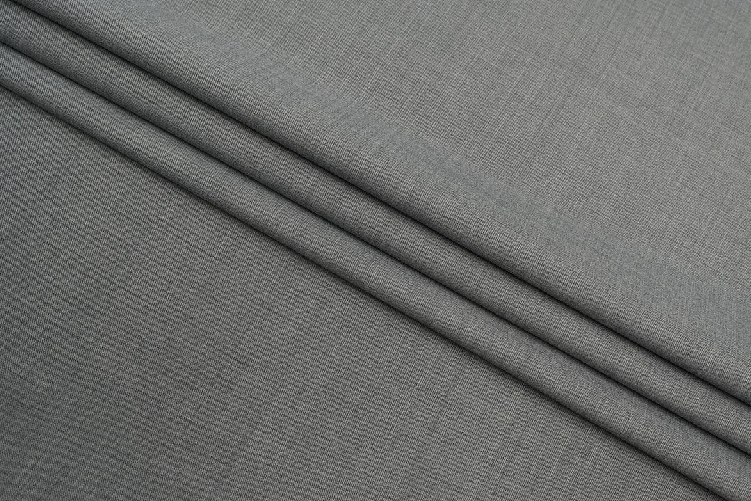 Grey Solid/Plain Merino Wool Suit