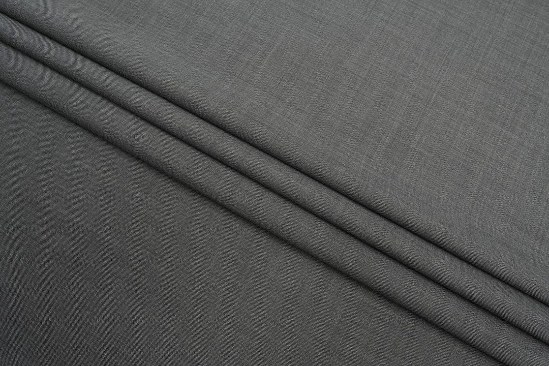 Dark Grey Sharkskin Merino Wool Suit