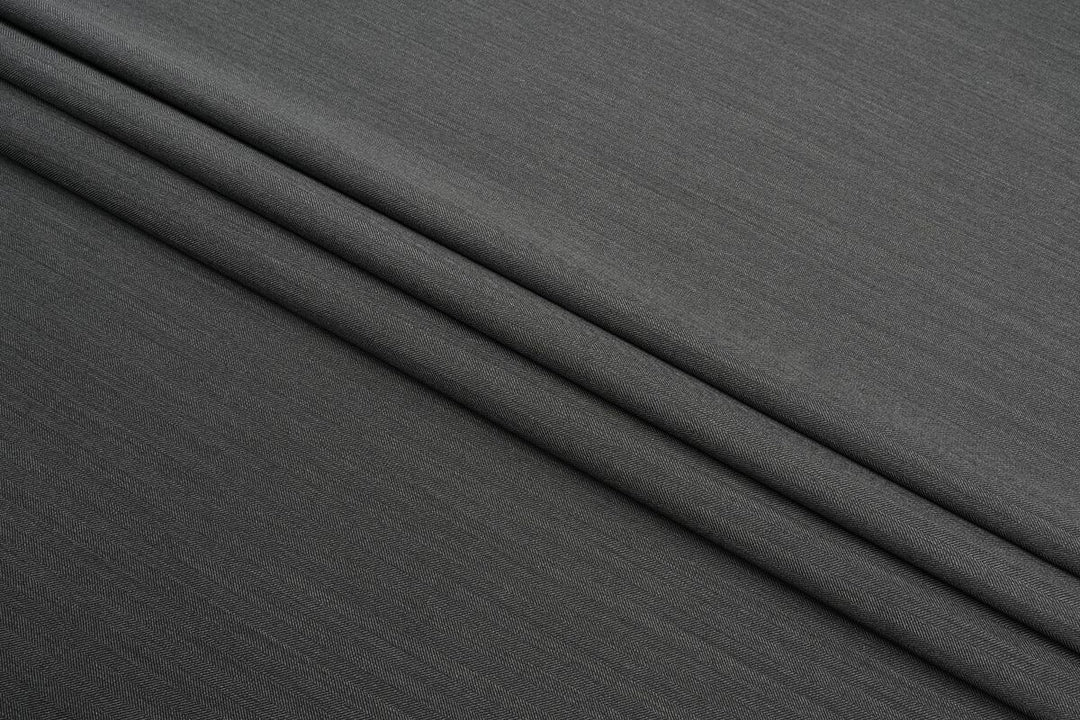 Dark Grey Herringbone Merino Wool Suit