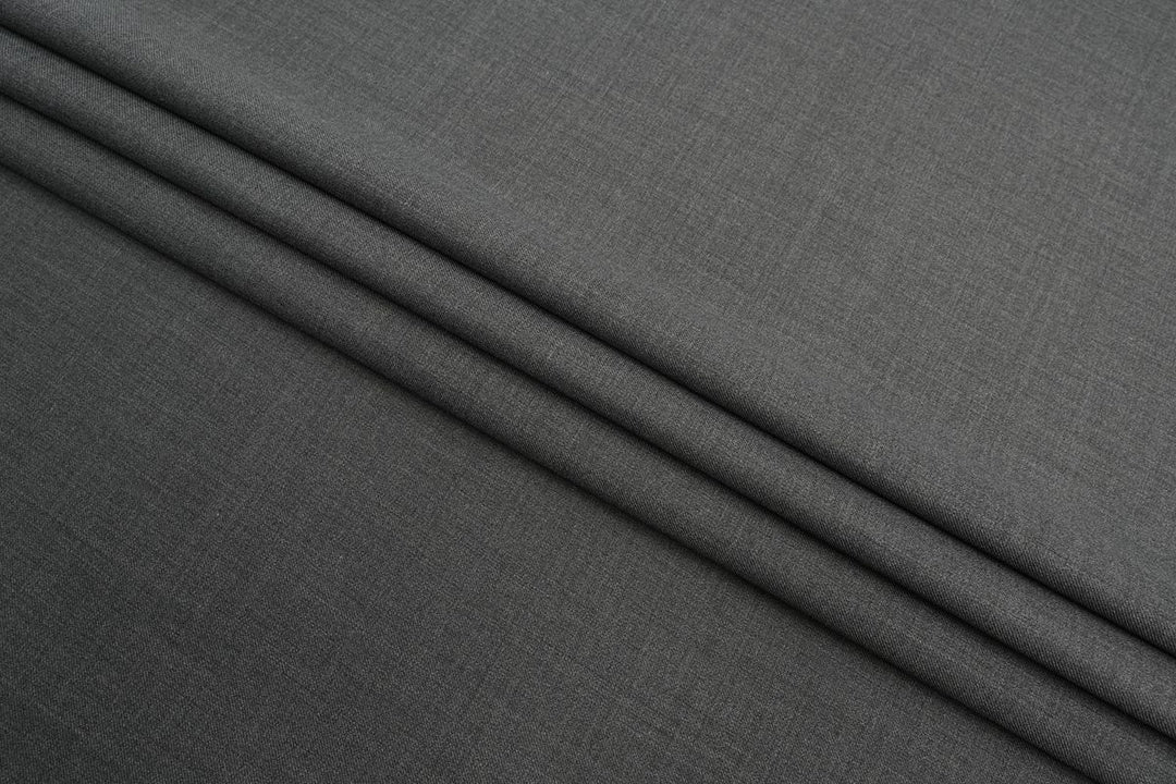 Dark Grey Solid/Plain Merino Wool Suit