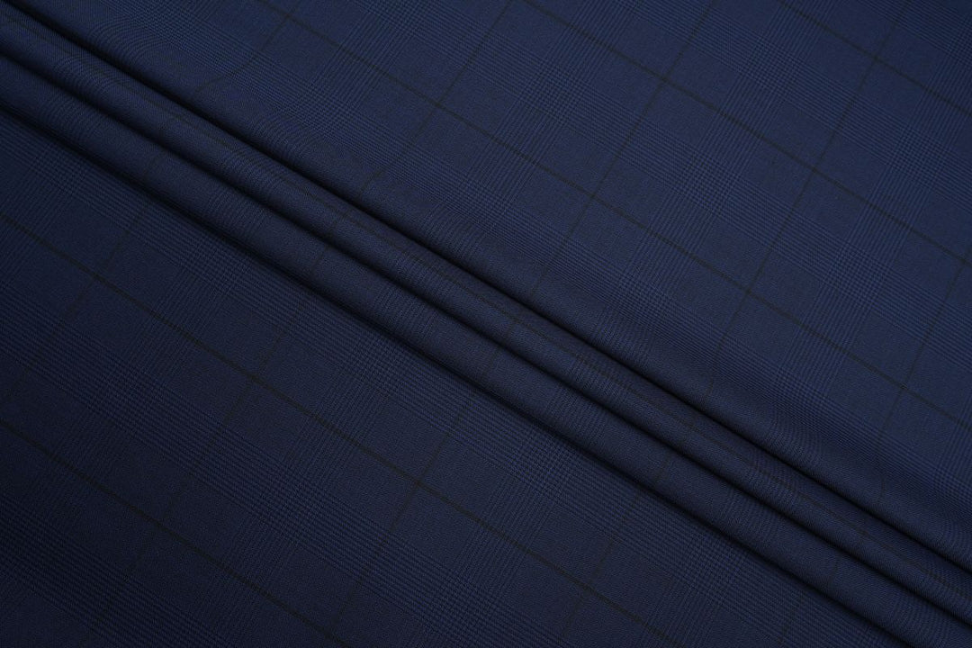 Blue Prince of Wales Check Merino Wool Suit