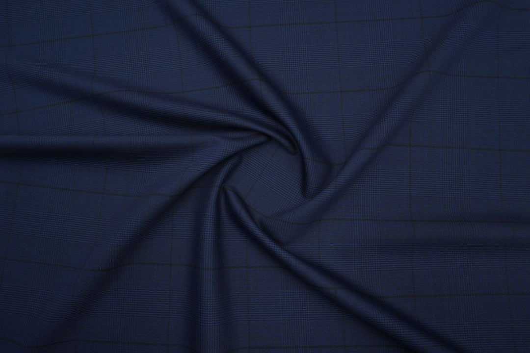 Blue Prince of Wales Check Merino Wool Pant