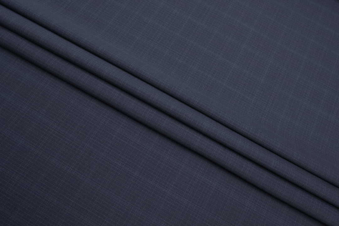 Dark Blue Checks Merino Wool Jacket