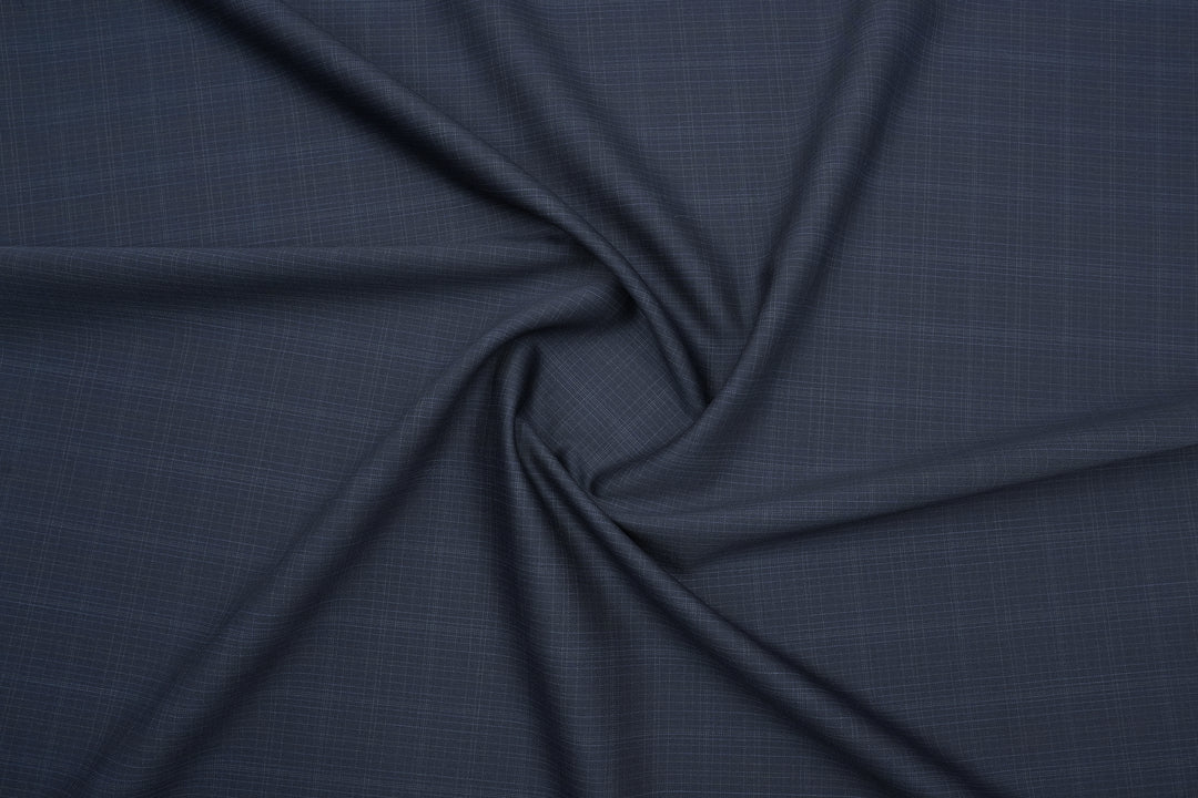 Dark Blue Checks Merino Wool Suit