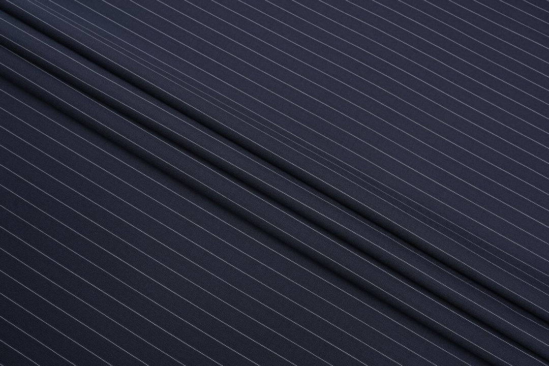 Navy Blue Stripe Merino Wool Jacket