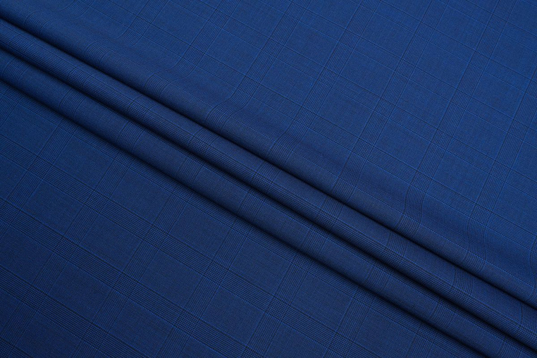 Royal Blue Checks Merino Wool Jacket