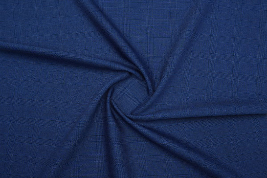 Royal Blue Checks Merino Wool Jacket