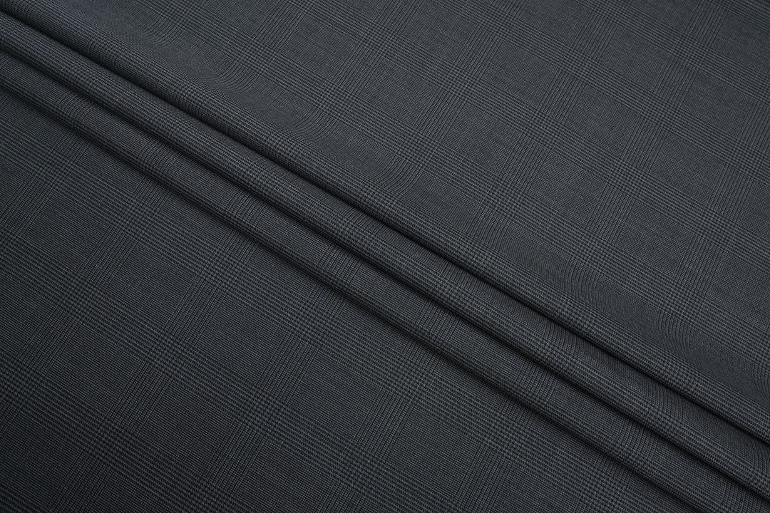Dark Grey Prince of Wales Check Merino Wool Suit