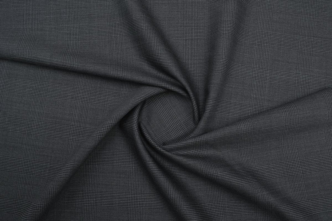 Dark Grey Prince of Wales Check Merino Wool Suit