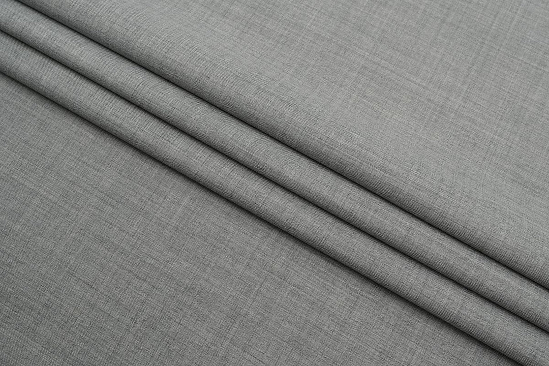 Light Grey Solid/Plain Merino Wool Suit