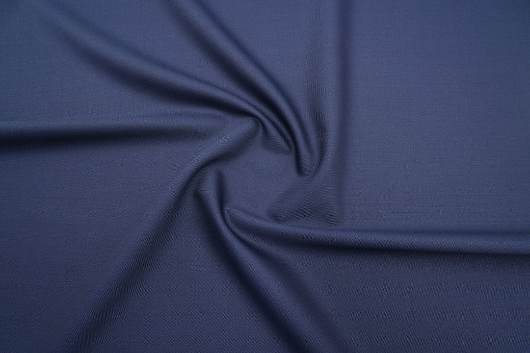 Blue Solid/Plain Merino Wool Suit