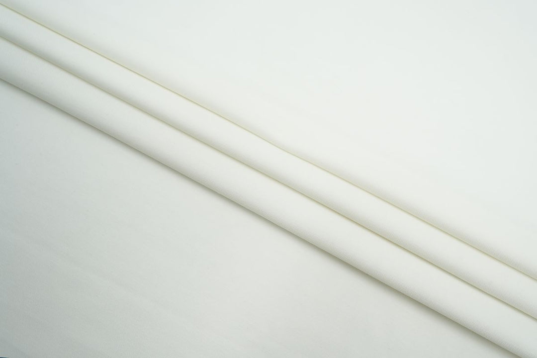 Off White Solid/Plain Merino Wool Suit