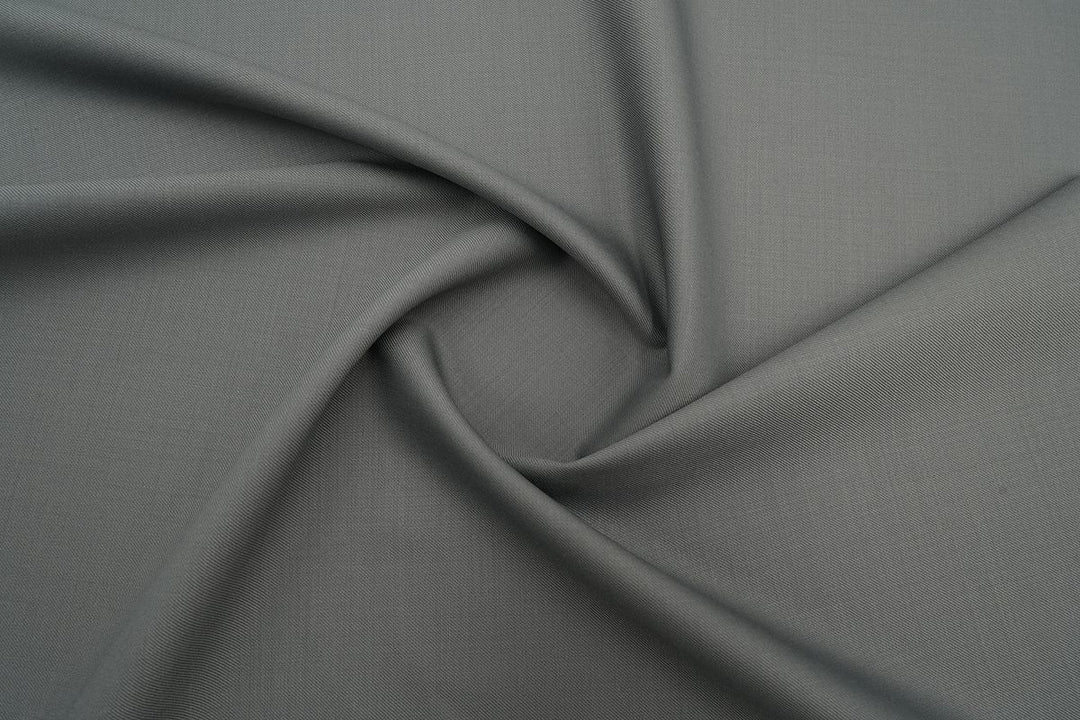 Grey Solid/Plain Merino Wool Suit