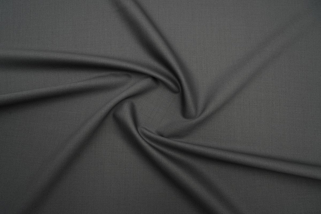 Stone Grey Solid/Plain Merino Wool Suit