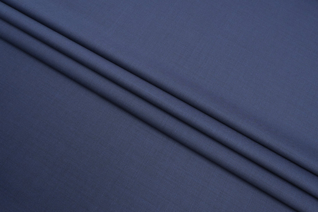 Navy Blue Sharkskin Merino Wool Jacket