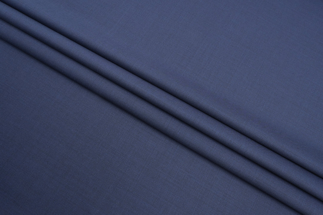 Navy Blue Sharkskin Merino Wool Suit