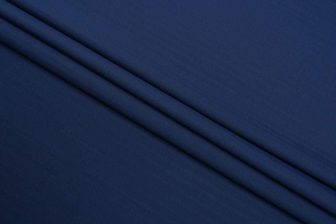 Blue Herringbone Merino Wool Suit