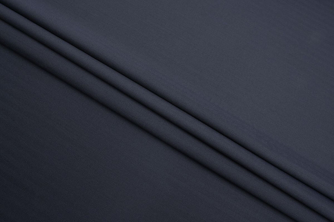 Dark Blue Herringbone Merino Wool Suit