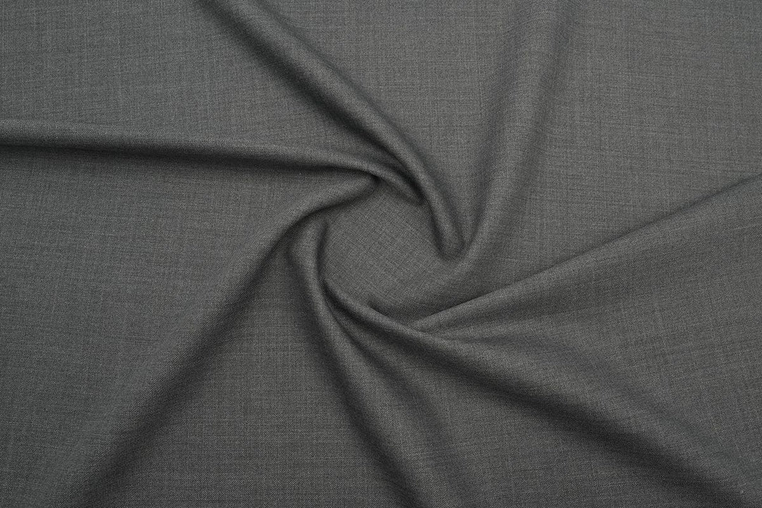 Dark Grey Solid/Plain Merino Wool Suit