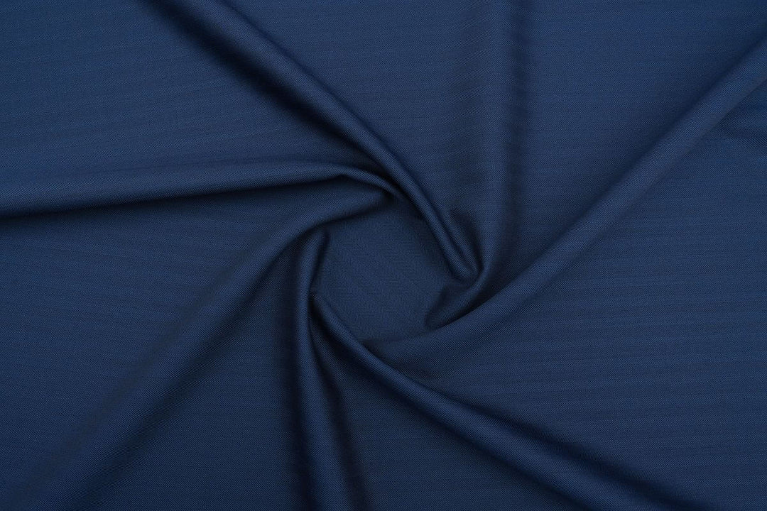 Blue Herringbone Merino Wool Suit