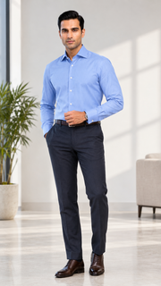 Blue Twill Micropattern Leonardo Shirt