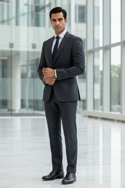 Dark Grey Glen Checks Merino Wool Suit