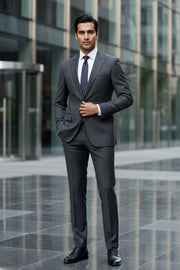 Dark Grey Stripe Merino Wool Suit