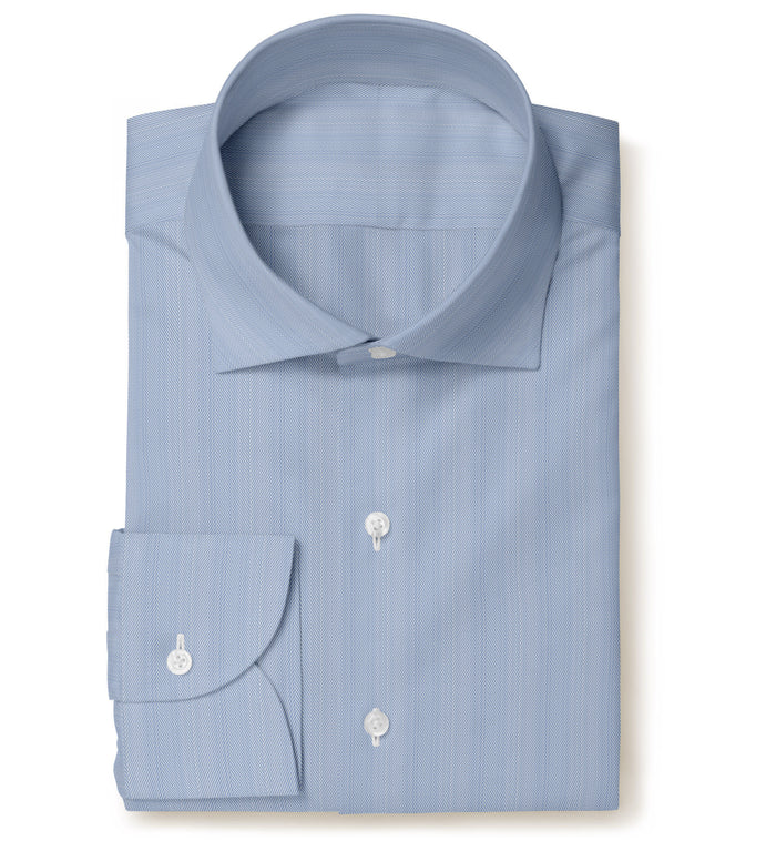 Blue Herringbone Micropattern Leonardo Shirt