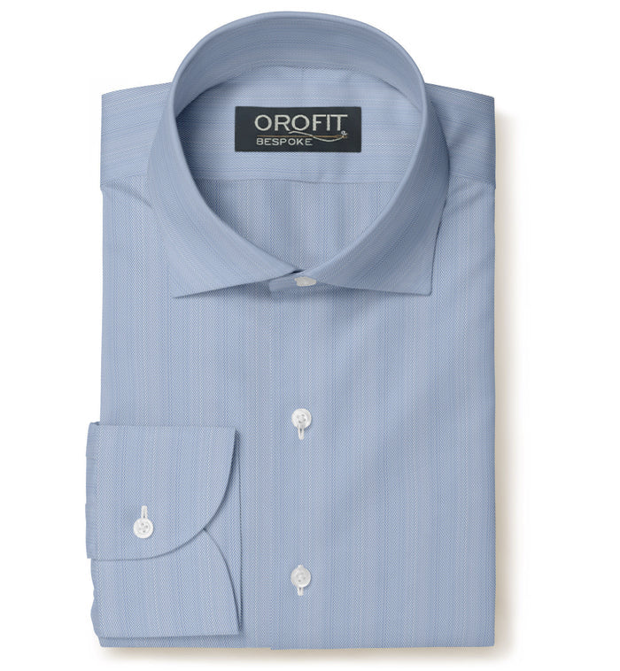 Blue Herringbone Micropattern Leonardo Shirt
