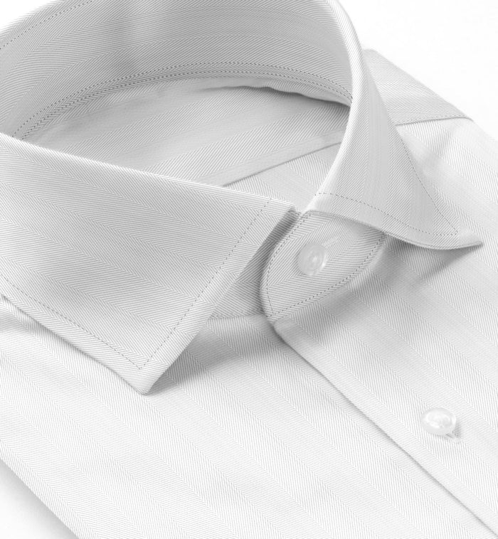 White Herringbone Micropattern Leonardo Shirt