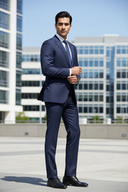 Navy Blue Stripe Merino Wool Suit