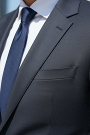 Stone Grey Solid/Plain Merino Wool Suit