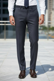 Stone Grey Solid/Plain Merino Wool Suit